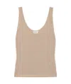 Saint Laurent Metallic Knit Sleeveless Tank Top In Nude