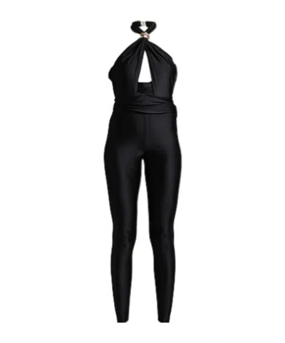Saint Laurent Sleeveless V-neck Jumpsuit In Black