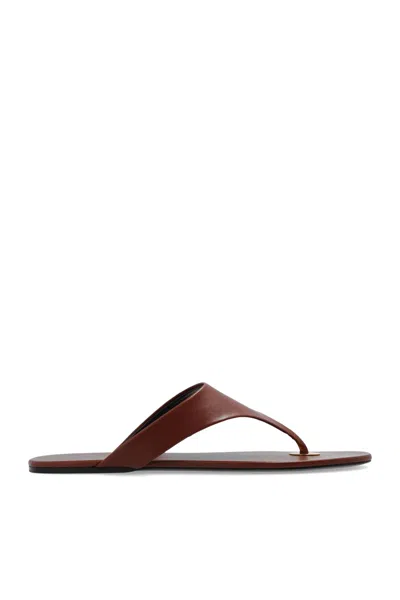 Saint Laurent Kouros Flat Sandal In Aesthetic Brown
