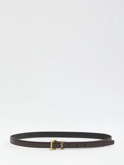 Saint Laurent Slim Cassandre Belt With Square Buckle