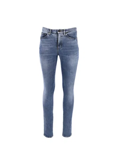 Pre-owned Saint Laurent Slim-fit Logo-embroidered Jeans In Blue