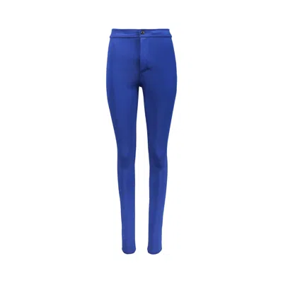 Pre-owned Saint Laurent Slim Fit Silk Jersey Pants 'bleu Roi' | Blue | Women's Size 40