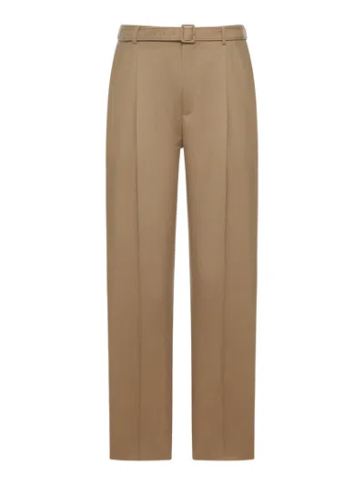 Saint Laurent Slim Fit Wool And Mohair Trousers In Brown