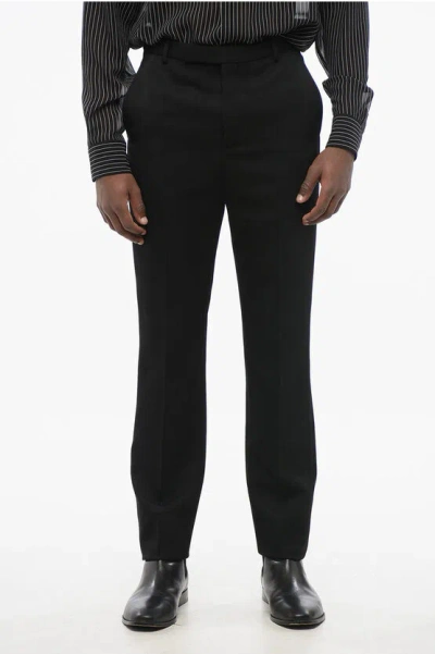 Saint Laurent 4-pocketed Wool Blend Pants With Hidden Closure In Black
