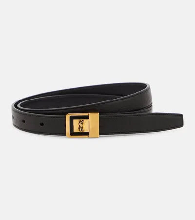 Saint Laurent Slim Leather Belt In Black