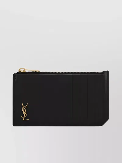 Saint Laurent Slim Leather Card Holder In Black