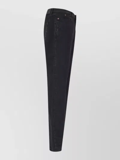 Saint Laurent Slim Mid Rise Denim Straight Leg Jeans In Black
