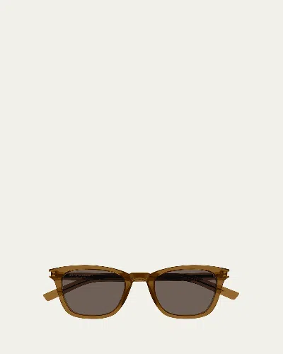 Saint Laurent Slim Square Acetate Sunglasses In Brown