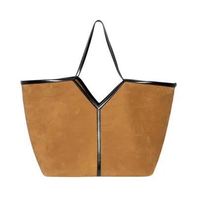 Pre-owned Saint Laurent Slim Tote Suede Leather 'light Rustic Camel/nero' | Brown | Women's Size Onesize