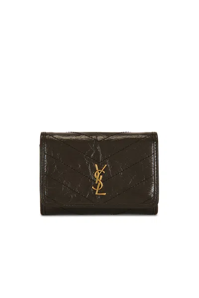 Saint Laurent Niki Slim Tri-fold Quilted Wallet In Purple