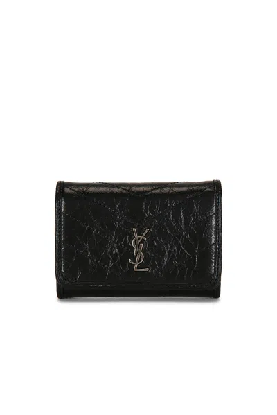 Saint Laurent Slim Tri-fold Wallet In Nero