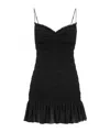 Saint Laurent Silk Smocked Mini Dress In Black