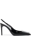 Saint Laurent Avenue Patent Leather Slingback Pumps In Black
