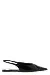 Saint Laurent Leather Slingback Ballet Flats With Pointed Toe In Black
