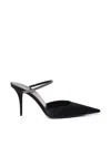 Saint Laurent Barbara Crystal-embellished Satin Mule Pumps In Black