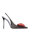 Saint Laurent Satin Embellished Amalia Slingback Pumps 110 In Black