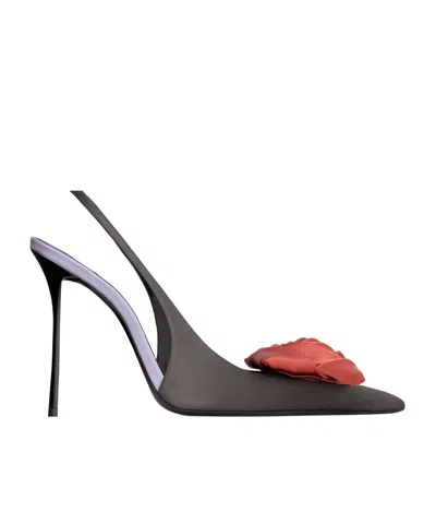 Saint Laurent Slingback High-heeled Sandals In Black
