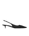 Saint Laurent Oxalis Patent Leather-trimmed Mesh Slingback Pumps In Black