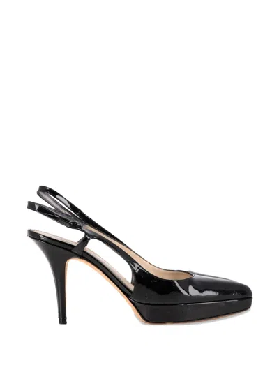 Pre-owned Saint Laurent Slingback Pointed-toe Pumps In Black