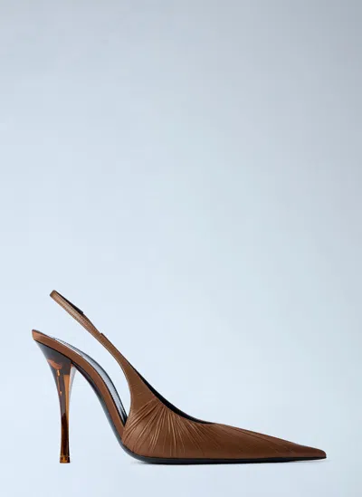 Saint Laurent Pointed-toe High-heeled Sandals In Brown