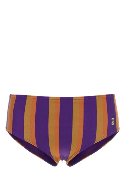 Saint Laurent Slip In Nylon Stretch Stampato In Blue