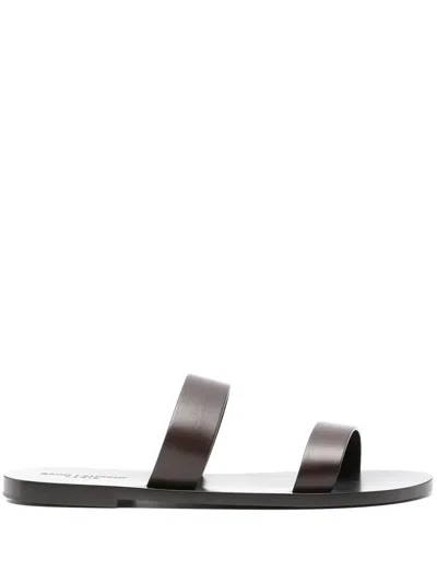 Saint Laurent Pepe Leather Sandals In Brown