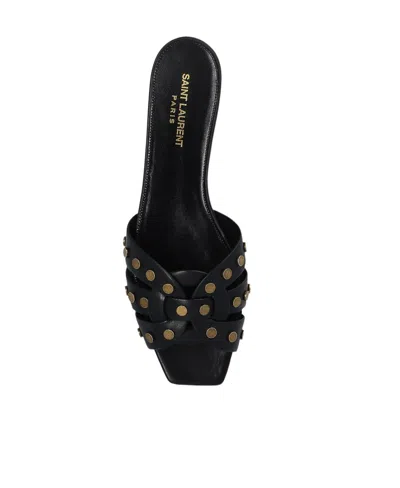 Saint Laurent Slip-on Square-toe Sandals In Black