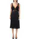 Saint Laurent Satin Short Dress In Black