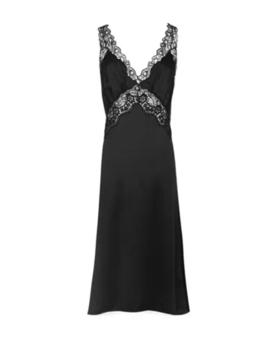 SAINT LAURENT SAINT LAURENT SLIP V-NECK LACE DRESS