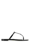 Saint Laurent Cassandra Patent Ysl Thong Slide Sandals In Black