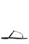 Saint Laurent Cassandra Patent Ysl Thong Slide Sandals In Black