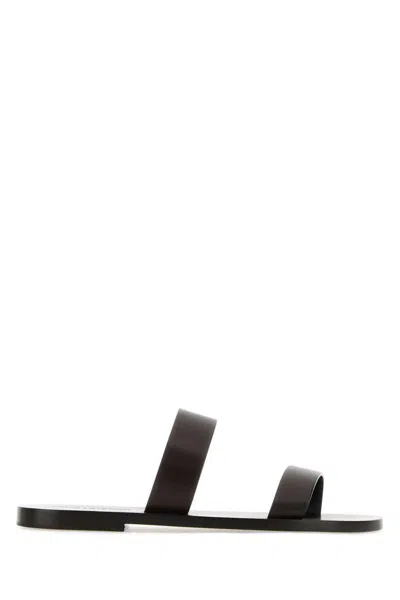 Saint Laurent Pepe Leather Sandals In Brown