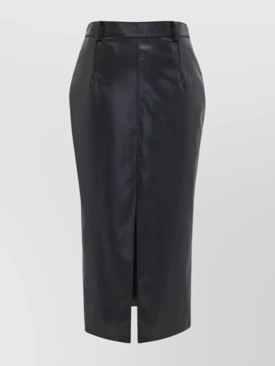 Saint Laurent Slit Waist High Pencil Skirt In Black