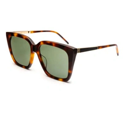 Pre-owned Saint Laurent Slm100 Women's Square Irregular Sunglasses Havana Brand
