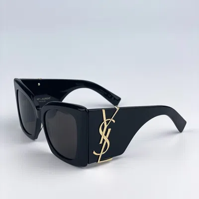 Pre-owned Saint Laurent Slm119 Blaze 001 Black Grey Oversized Cat Eye Women Sunglasses In Gray