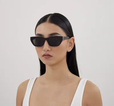 Pre-owned Saint Laurent Slm127/f 001 Black Black Cat Eye Women Sunglasses