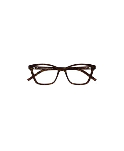 Saint Laurent Slm128 Tortoiseshell Square Glasses In Black
