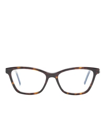 Saint Laurent Eckige Brille In Schildpattoptik In Brown