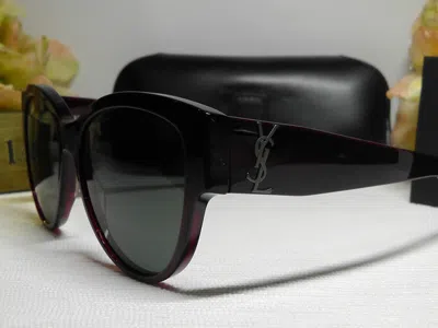 Pre-owned Saint Laurent Slm3 Cat Eye Bordeaux Frame/green Lenses Sunglasses 55 16 140nib
