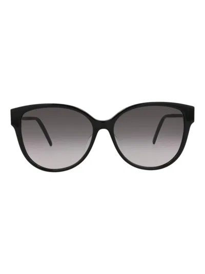 Saint Laurent Slm48sak Round Mini Women's Sunglasses In Black