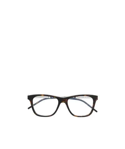 Saint Laurent Slm83 Square-frame Glasses In Animal Print