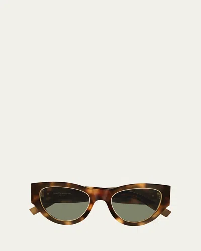 Saint Laurent Slm94 Recycled Acetate Cat-eye Sunglasses In Havana