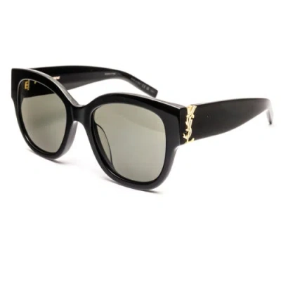 Pre-owned Saint Laurent Slm95-f Rectangular Women's Black Sunglasses Brand