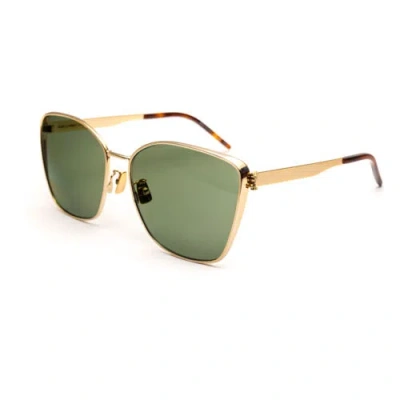 Pre-owned Saint Laurent Slm98 Women's Cat Eye Gold Sunglasses Brand