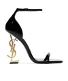Saint Laurent Opyum Sandals In Patent Leather With A Gold-toned Heel In Black