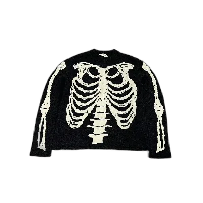 Pre-owned Saint Laurent Slp Skeleton Knit Sweater Size M In Black