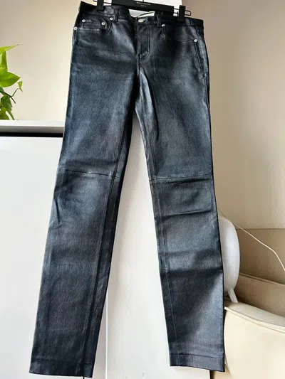 Pre-owned Saint Laurent Slp16fw Motorcycle Leather Pants -dmc In Black