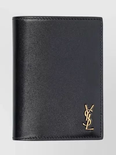 Saint Laurent Small Bi-fold Leather Wallet In Black