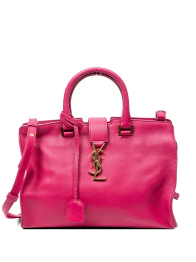 Pre-owned Saint Laurent Small Cabas Cassandre-plaque Tote Bag In Pink