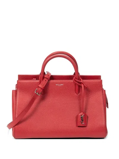 Pre-owned Saint Laurent Small Cabas Rive Gauche Tote Bag In Red